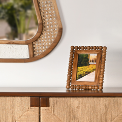 Handcrafted Globule photo frame made of wood with design on all sides
