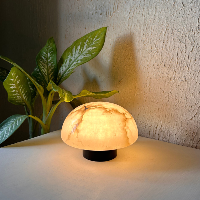 Indian Designer White Alabaster Table Lamp