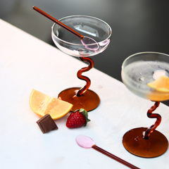 Swirl Cocktail Glasses with playful stems, handmade in Firozabad.