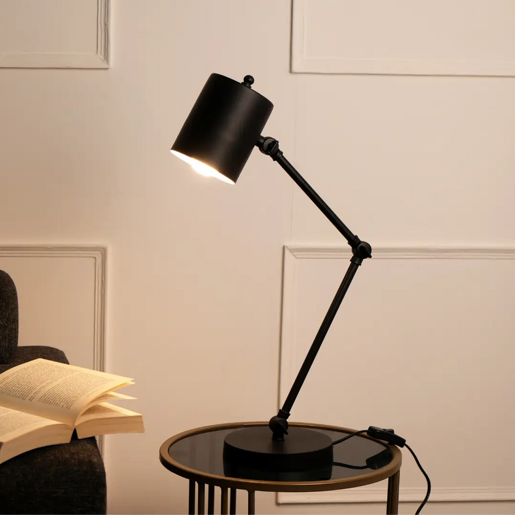 Black Coated Metal Design Table Lamp by Fig Living