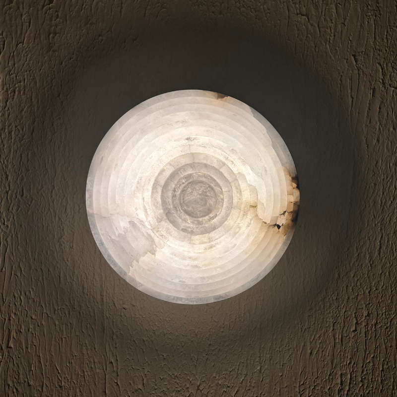 Front View of Premium Quality White Alabaster Wall Light