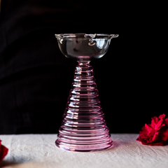 Tall glass diya in pink for Diwali and festive decor