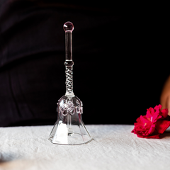 Decorative glass bell with pink top and unique designing