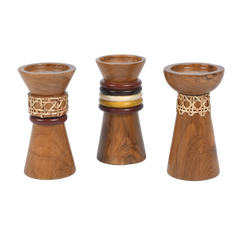 Decorative wooden Troika Candle Holder Set of 3
