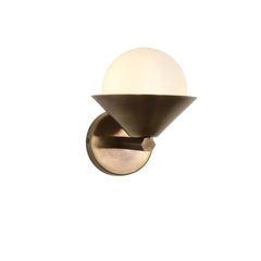 Cone Wall Sconce One side view – polished raw brass finish with sleek modern design
