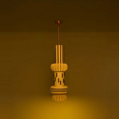 Totem Pendant Light II lit with warm downward glow, full view