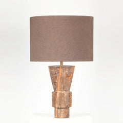 Ameo Table Lamp with a textured marble brown base and a matching brown shade on a white background
