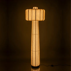 Corner floor lamp in fabric and metal filling with warm lighting