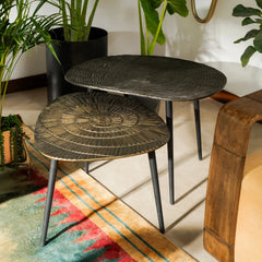 Belém Nested Table (Set of 2) with textured antique finish