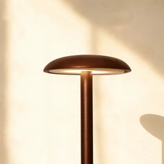 Beam Portable Lamp - bronze-colored table lamp casting a warm glow on a neutral background