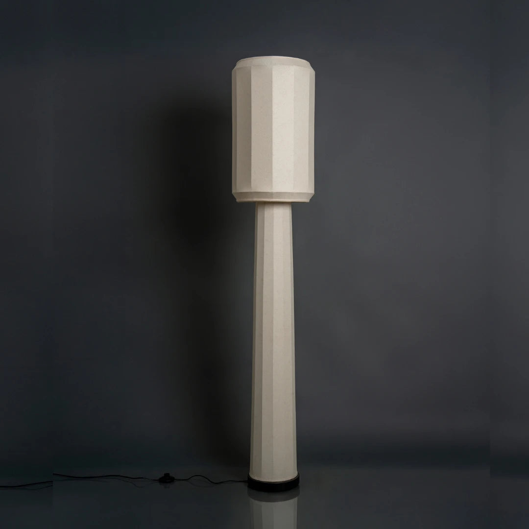 Domus Slim Floor Lamp full view showing slender silhouette in fabric and metal