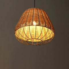 Meiji Tapered Dome Pendant Lamp with a warm glow on a dark background