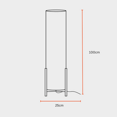 Four Finger Floor Lamp Measurement chart of a cylindrical shade with dimensions labeled