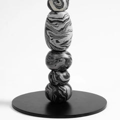 Close-up of the marbled epoxy spheres on the Align floor lamp