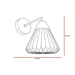 Line drawing of a Linen Downlighter Wall Sconce with dimensions indicated.