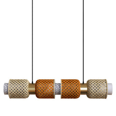 Bamboo Pendant Light with adjustable suspension length. Available in natural and orange color