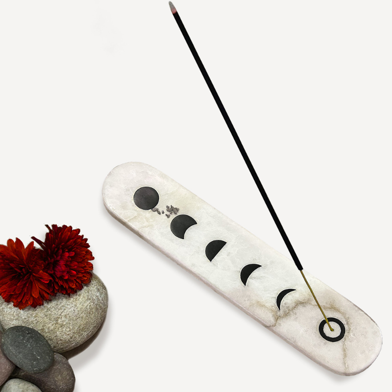 Incense Holder in White Alabster Handcrafted in India