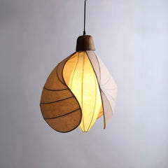 Hanging pendant light with a unique design on a gray background