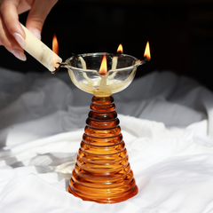 Stylish glass diya decor piece for pooja & festive celebrations at home