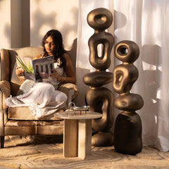 Ren Organic Sculpture in Bronze Gold, side profile highlighting its organic flowing silhouette