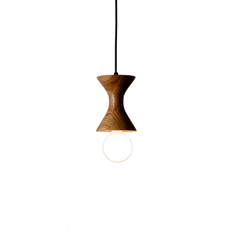 Short Hourglass Wooden pendant light for ambient lighting