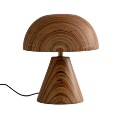 Small Wooden table lamp with marine plywood textured design & brass connector