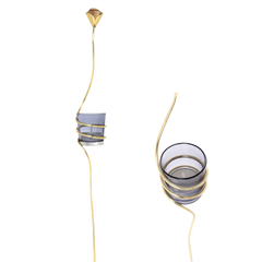 Side and top view of Calla Lily Garden Sticks with a glass candle holder