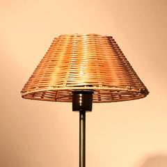 Natural Cane Table Lamp with a wicker shade , close view