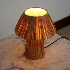 Modern Petite Table Lamp with woven design and warm ambient light