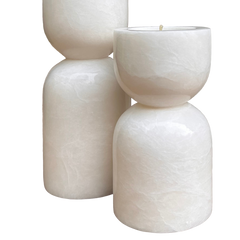 Best Quality White Alabaster Candle Holder by Kasto Design