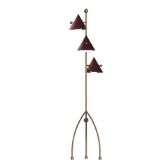 Designer Paan Floor Lamp like a beetle-leaf folding pattern in leather and brass rod
