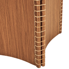 Kyvor Side Table detail of cane lashing on split white ash leg and curved lower panel