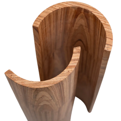 Unique Slice Floor Lamp top view showing wooden rest with a wavy design and stand construction