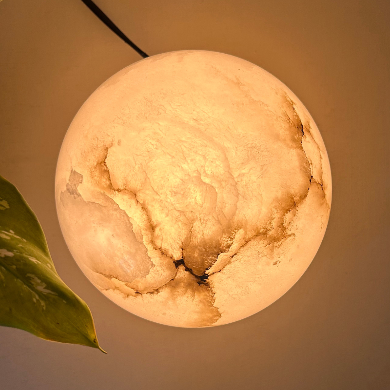 White Alabaster Bedside Table Lamp