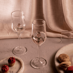 Top view of with love Champagne Flutes Glasses
