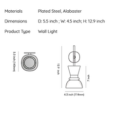 Alabaster Wall Lamp, Customizable in different sizes and finishes
