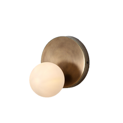 Stem Glass Globe Wall Sconce with a brass finish and a frosted glass globe