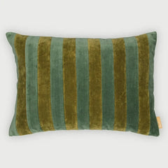 Holly Eucalyptus Velvet Stripe Cushion Cover on a white background