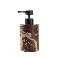 Marble Soap Dispenser - Indian Levanto, Gold-Veined Burgundy Marble with black top pump