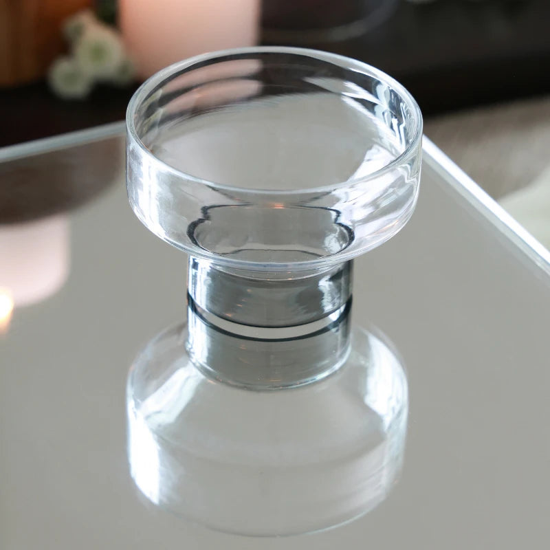 NIB - Mini Dessert Bowl - Set of 4 – clear black base mini glass bowl reflected on a mirror tray