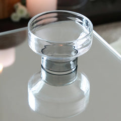NIB - Mini Dessert Bowl - Set of 4 – clear black base mini glass bowl reflected on a mirror tray