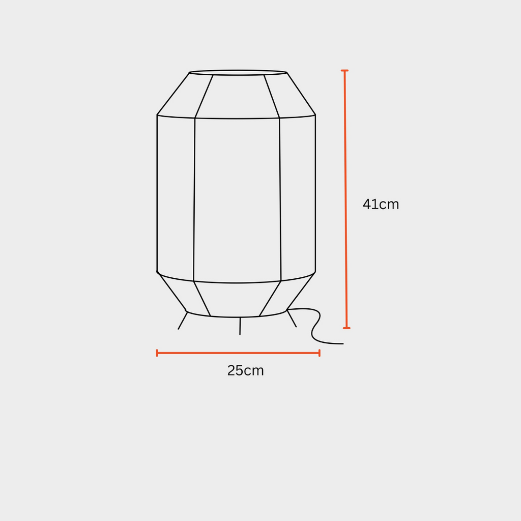 Dimension of Cotton Threading Bedside Table Lamp