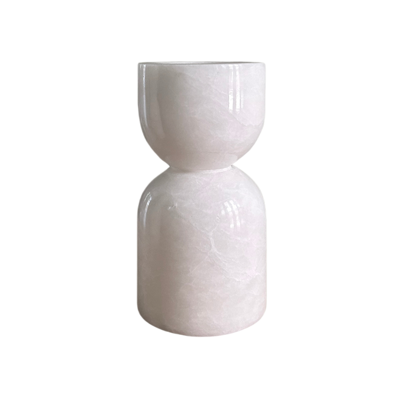 Small White Alabaster Candle Holder at The Living Influence