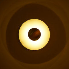 Modern disc wall lamp steel sheet finish with ambient lighting glow