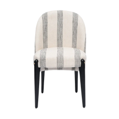 Chair with striped patterned cushion on top