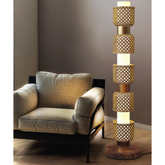 Decorative Floor Lamp, bamboo woven design by Mianzi