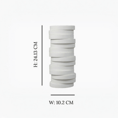 Decorative white Yugen vase with dimensions