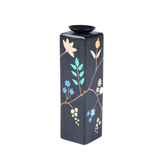 Black Beauty Candle Holder with floral pattern