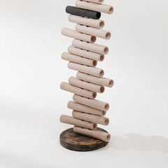 Chord 180 D Floor Lamp wooden base and stand construction like a stack of cardboard tubes 