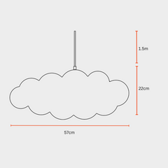 Cloud-shaped pendant light with dimensions mentioned